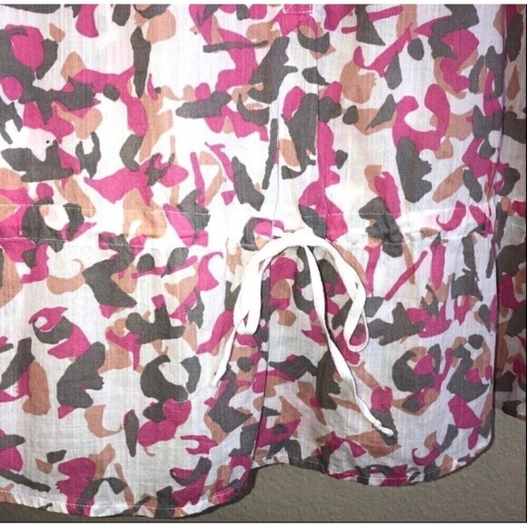 DKNY Brand Pink Camo Tie Waist Blouse Top - Picture 6 of 7